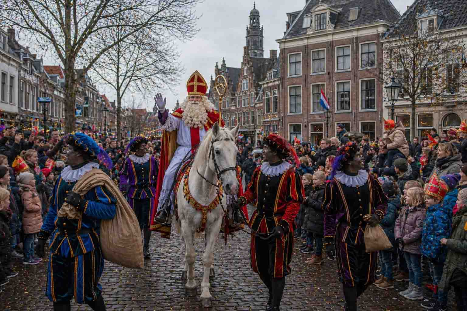Sinterklaas maakt een rondgang door de historische binnenstad van Grave