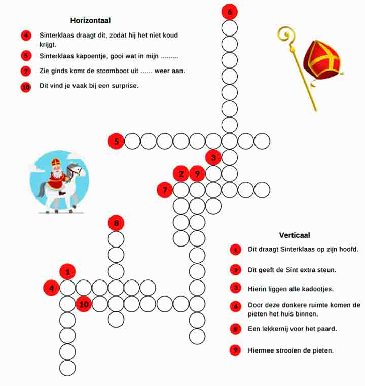 Sinterklaas kruiswoordraadsel