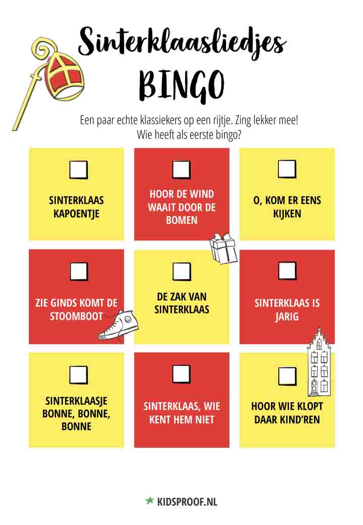 Sinterklaas muziek bingo