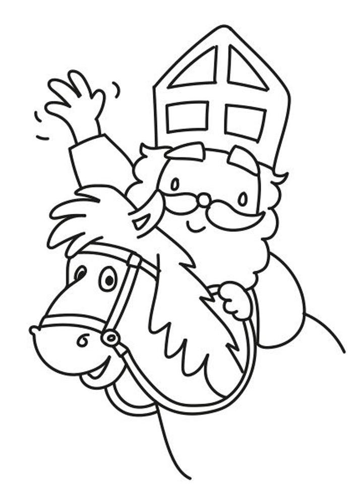 Makkelijke kleurplaat Piet in schoorsteen