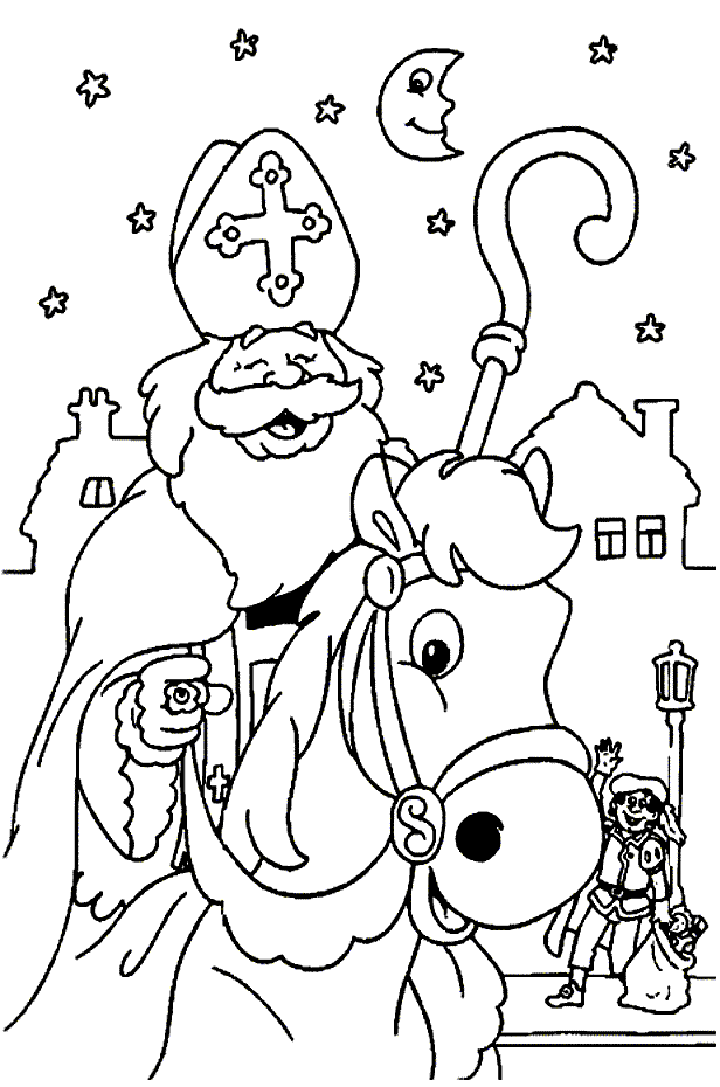 Kleurplaat paard van Sinterklaas