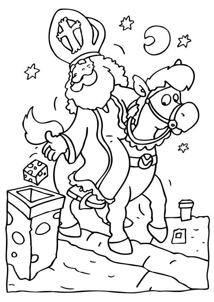 Kleurplaat paard van Sinterklaas