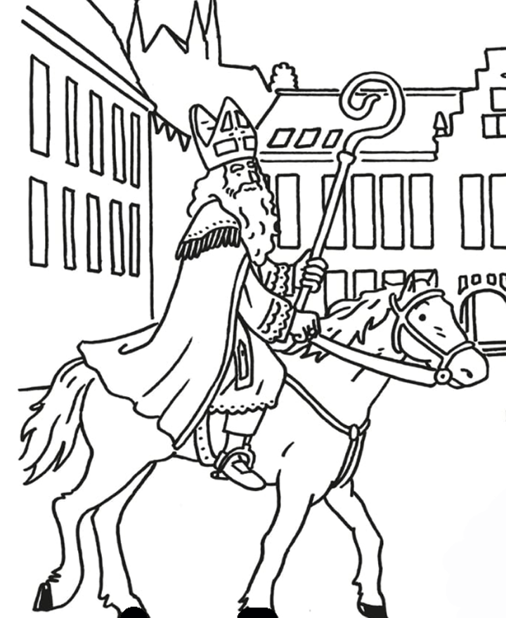 Kleurplaat paard van Sinterklaas