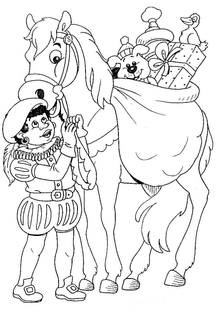 Kleurplaat paard van Sinterklaas