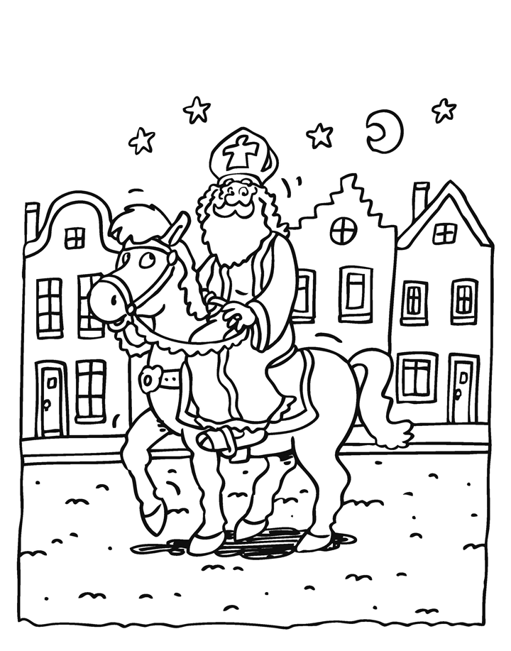 Kleurplaat paard van Sinterklaas