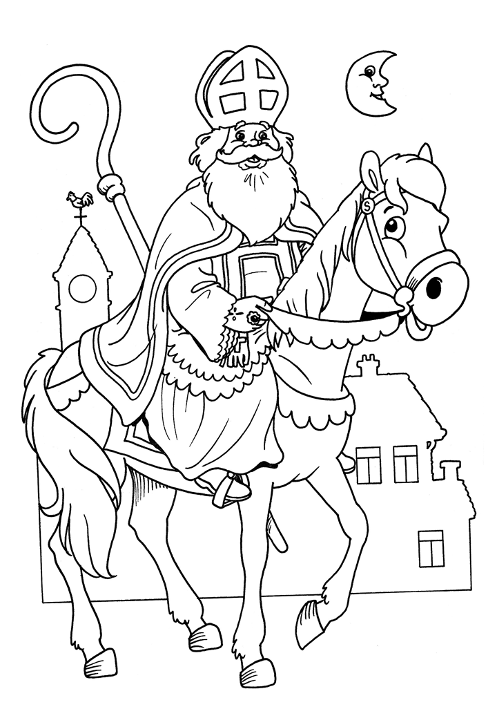 Kleurplaat paard van Sinterklaas