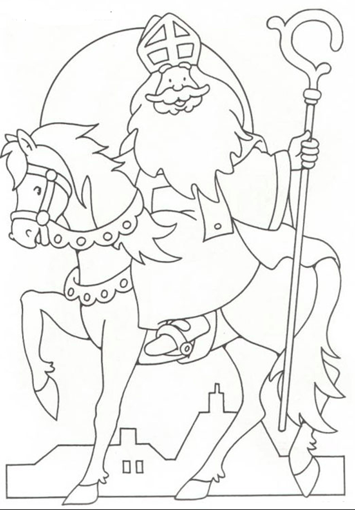 Kleurplaat paard van Sinterklaas