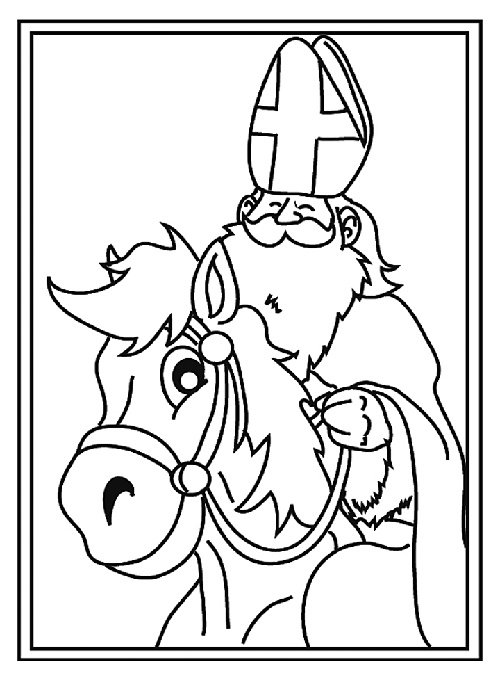 Kleurplaat paard van Sinterklaas