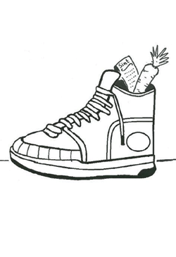 Kleurplaat schoen zetten