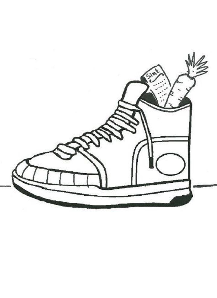 Kleurplaat schoen zetten
