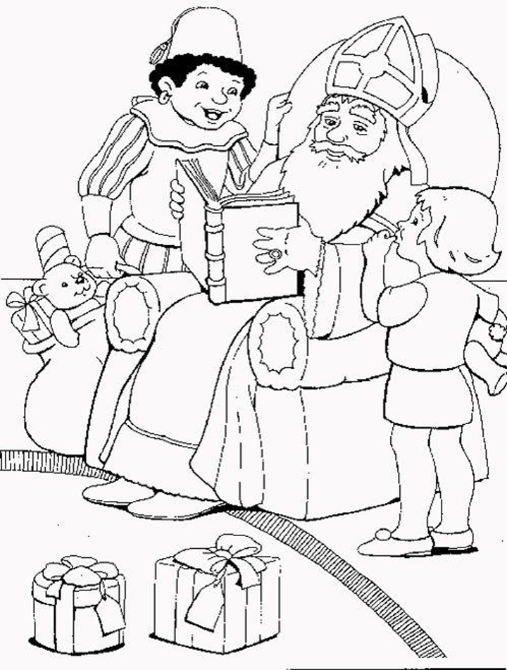 kleurplaat Sint en Piet en het grote boek