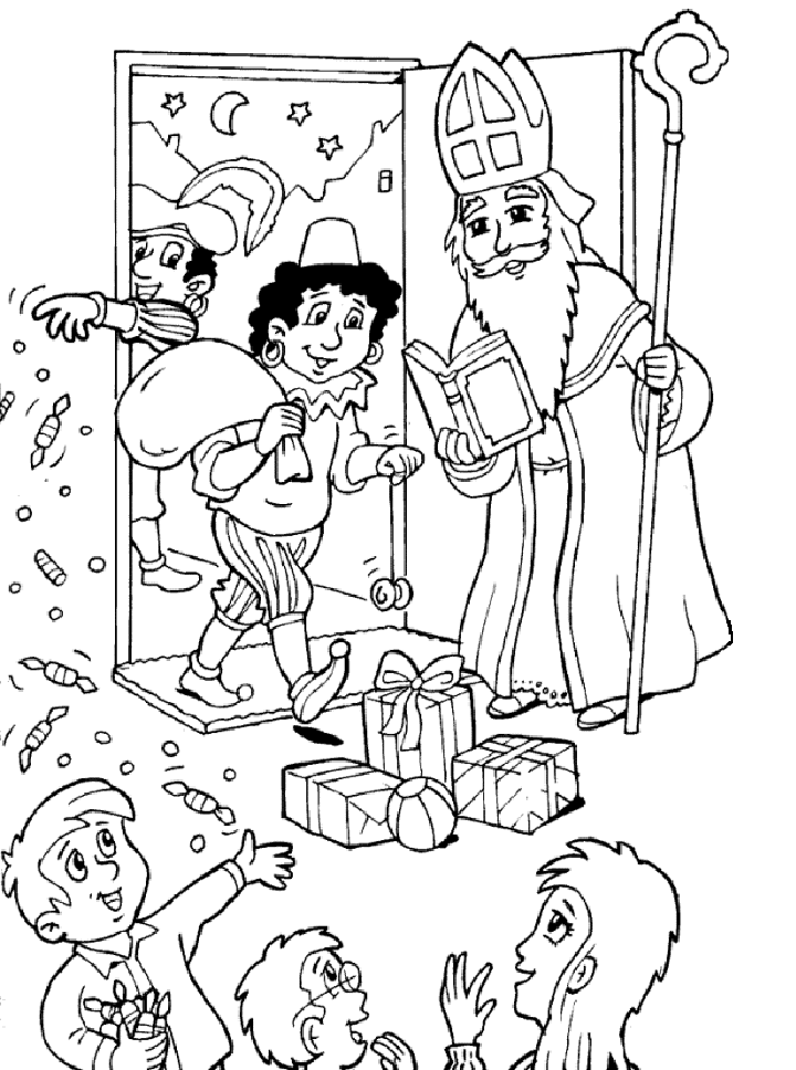 kleurplaat Sinterklaasje kom maar binnen met je knecht