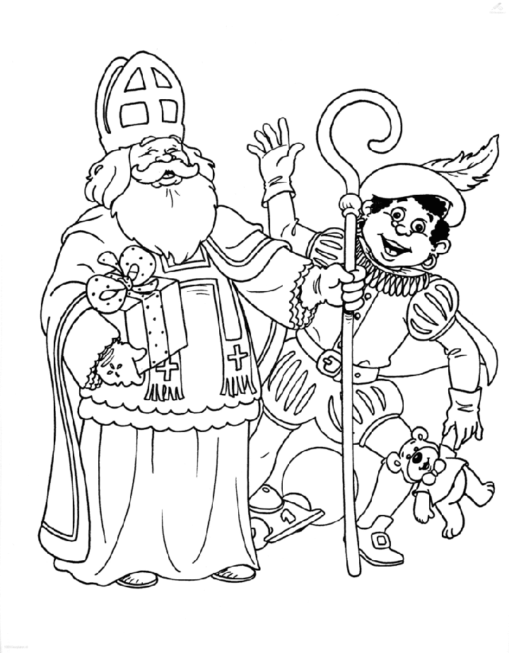 kleurplaat Sint en Piet