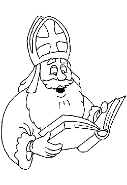 Kleurplaat Sint leest voor
