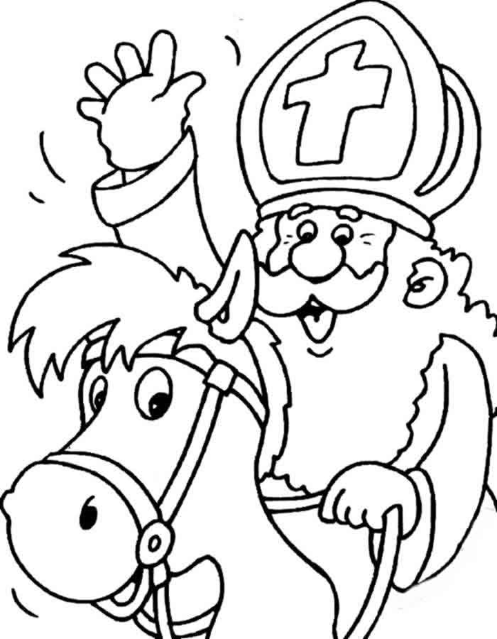 Kleurplaat Sinterklaas zwaait