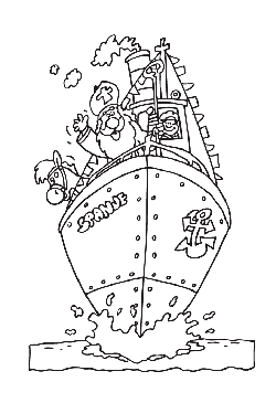 Kleurplaat stoomboot