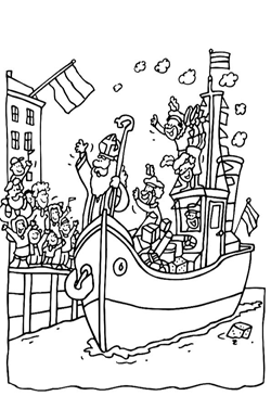 Kleurplaat stoomboot
