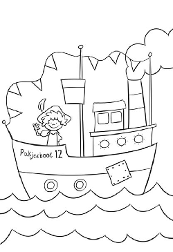 Kleurplaat stoomboot
