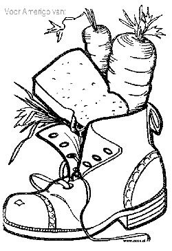 Schoen zetten kleurplaten