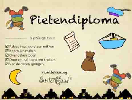 Pietendiploma maken en kleuren